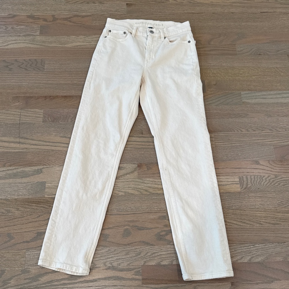 American Eagle Outfitters Cream/Off-White High-Rise Jeans